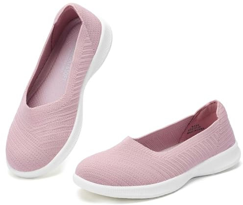 konhill Mocassini delle Donne Comodi Loafers Casual Flats Slip on Knit Scarpe Dressy Scarpe da Passeggio Leggere EU 37 Rosa