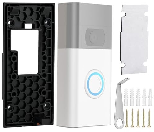 2024 Doorbell No Drill Mount for Ring New Battery Video Doorbell (2024 Release) Adhesive Bell Ring Mounting Bracket Backplate Accessories Kit with Strong Sticky Pad For Door Wall Apartment Home Office