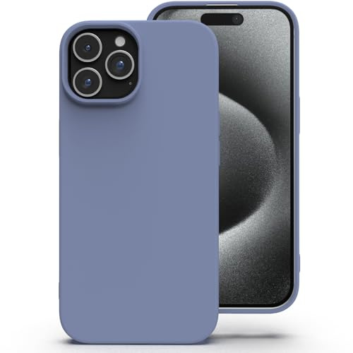 Zuvirelx Silikon Hülle für iPhone 15 Pro - Grau | Dünne, Rutschfest, Weiches Griff, Minimalistisch, Taschenpassend, Stoßfest Handyhülle
