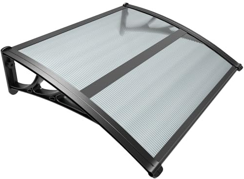 VOUNOT® Auvent de Porte d'entrée Toit Marquise en Polycarbonate Porte Résistante Toit Abri Protection Contre La Pluie et UV 100x80cm Anthracite