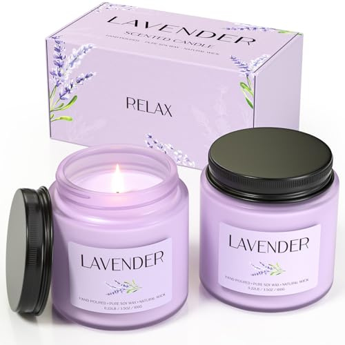 Lavendelkerzen, Waxcanpy Kerzen Duft zur Entspannung, Geschenke für Frauen und Männer, Lavendel