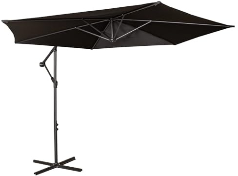 Be-Creative - Ombrellone da giardino a sbalzo, diametro 3 m, con protezione UV, altezza 2,4 m, colore: nero