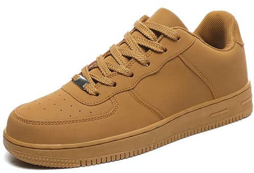 LECYGNB Men's Casual Fashion Trainers Sneakers Comfortable Breathable Lightweight Lace-Up Walking Shoes Brown UK 10.5