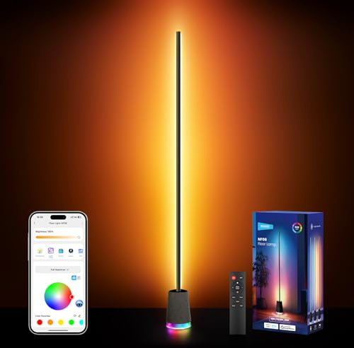 NEEWER NF06 Inteligente LED Lámpara Pie Foco,1500lm RGBCW Luz Esquina,Compatible con Google Assistant Alexa,APP/AI Diseño/Musica Sync/16 Millon Color Iluminación Ambiental,Sala Dormitorio Hogar Decor