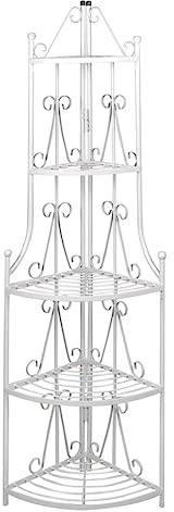 Frdhee Deko Wohnung Blumenbank,Pflanzentreppe Blumenregal Standregal Eckregal Blumentreppe Stahl weiß,Pflanztisch für Balkon Wohnzimmer Blumentopf