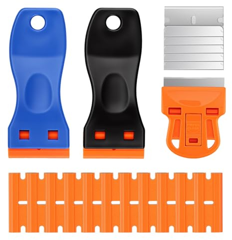 2 Pcs Non-Scratch Plastic Scraper Tool with Replacement Blades | 2 Pcs non-scratch plastic scraper. With replacement blades. Removes labels, glue, decals, ice. Safe for glass, car.
