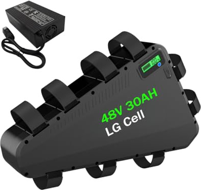 CHAOZHU Batteria per Bici Elettrica 48V/52V, 20Ah/25Ah/30Ah, con Caricabatterie da 5A e BMS da 50A, Montaggio su Tubo Obliquo, per E-Bike da 0 a 2000W (48V 30AH)