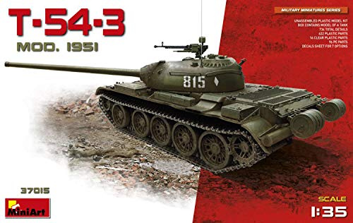 Mini Art 37015 1:35 T-54-3 Mod. 1951-originalgetreue Nachbildung, Modellbau, Plastik Bausatz, Basteln, Hobby, Kleben, Modellbausatz, Zusammenbauen, unlackiert