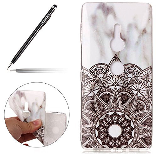 Uposao Kompatibel mit Handyhülle Sony Xperia XZ2 Handytasche Marmor Hülle TPU Silikon Schutzhülle Transparent Silikon Schutzhülle Crystal Clear Durchsichtige Hülle Bumper Case Tasche,Mandala Blumen