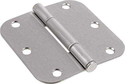 Hardware Essentials 854321 Round Corner Squeak-Proof Door Hinges, 3-1/2 inch, Satin Nickel