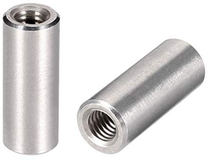 sourcing map M6 runde Verbindungsmuttern, 304 Edelstahl, Kupplungsmutter, 10 mm Länge, 5 Stück