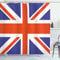 ABAKUHAUS Union Jack Duschvorhang, Britische Loyal, Stoffliches Gewebe Badezimmerdekorationsset mit Haken, 175 x 200 cm, Royal Blue Weiß