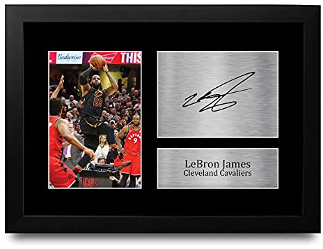 HWC Trading Lebron James A4 Gerahmte Signiert Gedruckt Autogramme Bild Druck-Fotoanzeige Geschenk Für Cleveland Cavaliers Basketball-Fans