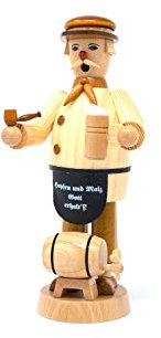 Drechslerei Friedbert Uhlig, Räuchermännchen Nr. 047, Braumeister, 25 cm hoch, aus regionalem Holz gedrechselt, echte Handarbeit aus dem Erzgebirge, Weihnachten, Holzkunst, Echtholz