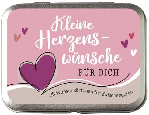 Metallbox Kleine Herzenswünsche für Dich: 25 Wunschkärtchen für zwischendurch | Bestärkende gute Wünsche und Affirmationen für viele Lebenssituationen