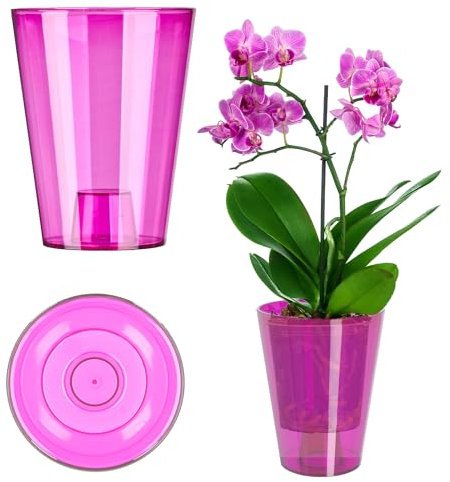 KADAX Flowerpot, Slim Orchid Pot, semplice fioriera, secchio di fiori per orchidea, erba da ragazzo, margherita, roba per cucina e soggiorno (⌀ 12 cm, rotondo, rosa)