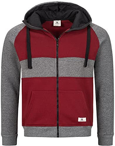 Rock Creek Herren Sweatjacke Hoodie Kapuzenjacke Kapuzenpullover Herren Reißverschluss Pullover Übergangsjacke Fleecejacke Herrenjacke H-278 Weinrot-Hellgrau M