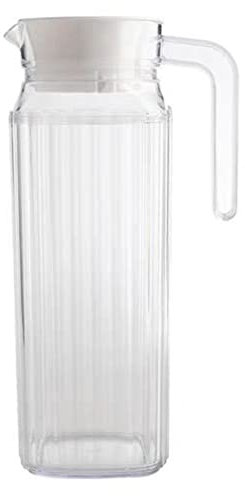 DOITOOL Large Plastic Pitcher with Lid Heat Resistant Hot Cold Water Carafe Water Jug for Juice Beverage Jar Ice Tea Kettle 1. 1L Clear