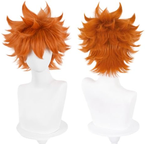 Kurze Orange Fluffy Layered Cosplay Perücken Halloween Rollenspiele Perücken