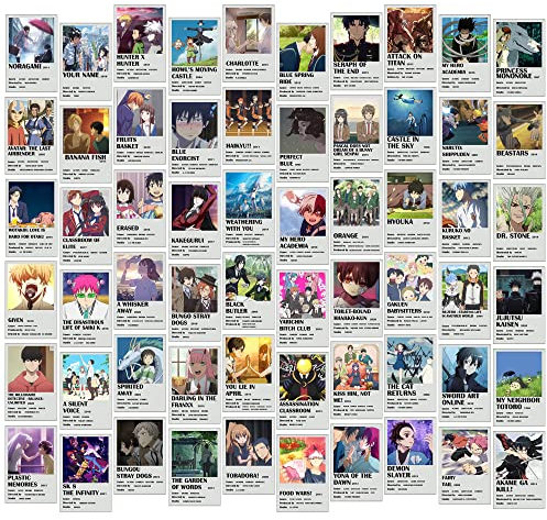 Anime Posters for Anime Room Decor, Anime Merch, Kawaii Wand Deko, 60 Stück Manga Wandcollage-Kit, Anime Deko Schlafzimmer Wandbilder, Wand Panel Manga Posters, Anime Figuren Zimmer Deko Aesthetic