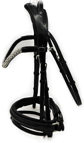 Relax Trense Minishetty Mini Shetty Minipony Genick Patches Glitzer Stirnriemen Tysons Zaum mit oder ohne Sperrriemen Schwarz (Shetty)