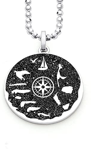 DUR Anhänger für Halsketten Nordsee Kompassrose Lavasand, aus 925 Sterling Silber, B: 31 mm, P3947