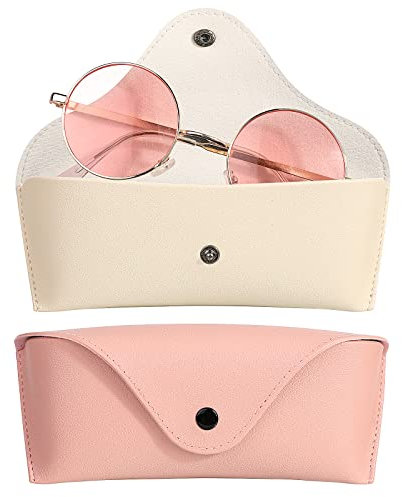 Hifot Brillenetuis leder 2 Stück, PU Slip in Brillen Sonnenbrillen Lesebrillenetui, Tragbaren Lesebrillen Beutel Tasche