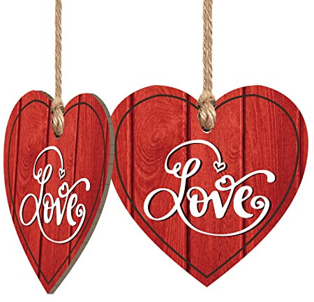 craspire Hängende Herz Plakette Holz Wandbehang Plakette Herz Liebe Zeichen Geschenk Für Paare Weihnachten Geburtstag Jubiläum Jäten Geschenk