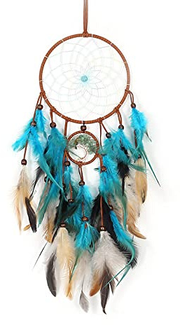 LIBERGA Pierre De Cristal Attrape Rêves Décoration Murale Plume Indienne Home Decor,Arbre De Vie Tenture Murale Attrapes Rêves pour Filles Garçons Chambre Dortoir Boho Artisanat Ornement
