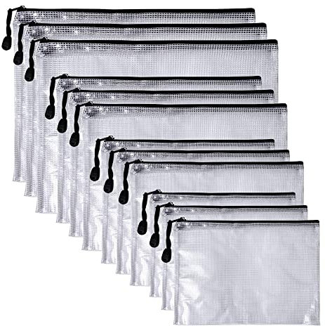 Niaciswe Dokumententasche Reißverschluss 12 Stück Zip Beutel Dokumententasche a3 a4 a5 a6 Zipper Beutel Dokumententaschen Klare Mesh Wasserdichte Tasche Reißverschlussbeutel Taschen Set Schwarz
