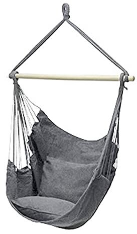 SRHWBF Hängesessel Belastbare Hängeschaukel Hängestuhl Mit Makramee Hängesitz Für Indoor & Outdoor Hängekorb (Light Grey)