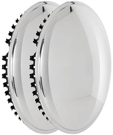 Edelstahl Moon Caps mit Weißwandringen (W) - 2 Stück - 14 Zoll - passend für PKW, Oldtimer & Youngtimer