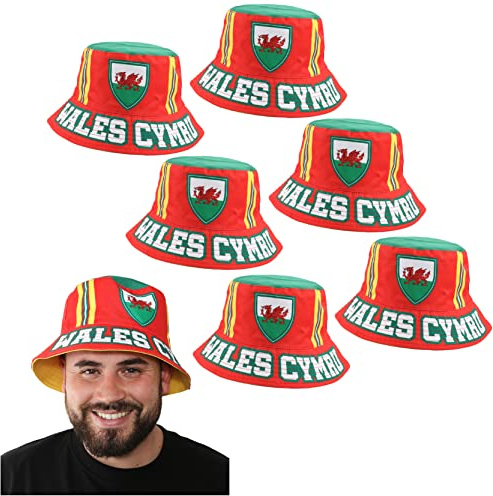I LOVE FANCY DRESS Wales Bucket Hat – Featuring Welsh Flag and Cymru Print – Perfect Accessory for Football Fans World Cup Supporters Rugby Matches Welsh Pride Events Six Nations Headwear Costumes