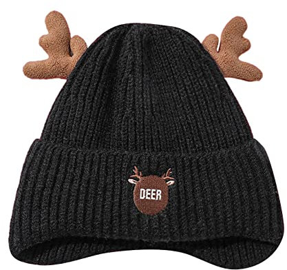 Unbekannt Weihnachtsmützen Herbst und Winter Strickmützen Geweih Fleece Strickmützen Trapper Mütze
