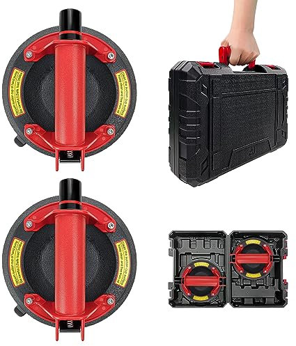 2 Pack 8 Glass Suction Cups Glass Suckers Lifters with Carrying Case,Glass Suction Lifter Vacuum Suction Cup for Replace Glass/Window/Tile Suction Lifter,Load Capacity 150kg/330lbs