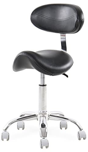 Stuhl Hocker Pu. Leder-Zahnarzt-Stuhl Sattelhocker Mobile Stuhlhocker Rolling Ergonomisch Schwenkstuhl Barhocker for Wohnzimmer Taverne moderner Schemel (Color : Black A)