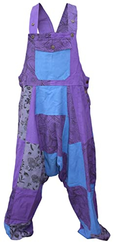 Gheri Salopette Harem in cotone stampato patchwork sciolto da uomo