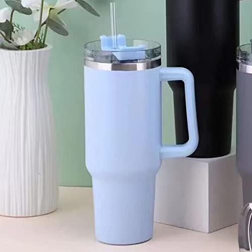 miuline 40OZ Travel Tumbler with Straw Lid and Handle, Double Wall Vacuum Insulated Coffee Mug Stainless Steel Coffee Cup for Work Gym Travel, BPA Free (Blue)