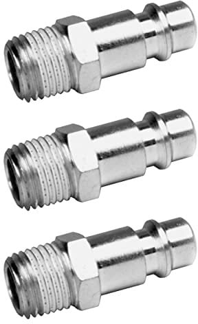 Innesto Attacco Rapido Maschio Euro 1/4 Conico Teflonato per Aria Compressa e Raccordo Tubo Compressore, Set kit di 3pz