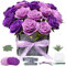 BAZIMA DIY Felt Flower Art Craft Kit, DIY Purple Rose Pot Bonsai Kit, Floral Gifts,Beginner Craft Kit,Arrange Pre-Cut Felt Flowers and Foliage