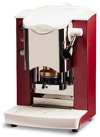 FABER COFFEE MACHINES | Edelstahl-Steckplatz-Modell | 44 mm Kaffeemaschine | Farbe Burgund Kunststoff Schwarz | Messing-Padspresse (Burgundy/White)