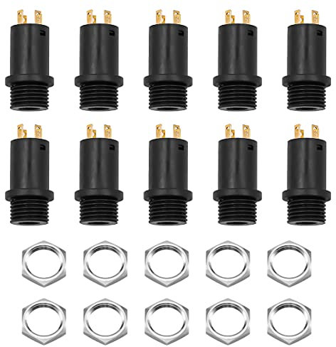10Pcs 3.5mm Stereo Jack Panel Mount Connector Mini Stereo Female Jack Socket Plug With Nuts for Headphone Audio Video