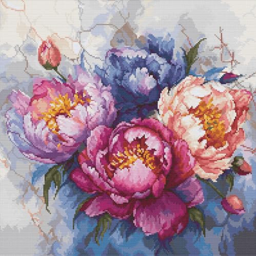 Luca-S Counted DIY Cross Stitch Kit, The King of Flowers, B7027, Cross Stitch Kit for Adults, Embroidery & Needlecraft Kit