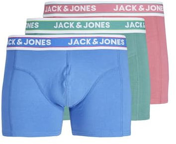 JACK & JONES Jacconnor Solid Trunks Lot de 3 Caleçon Boxeur, Bleu Palace/Pack : Bouteille Verte-Rapture Rose, M Homme
