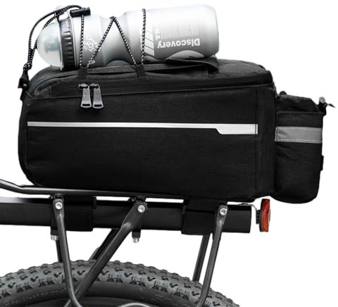 MEMOFYND 1 borsa portabiciclette, borsa da bicicletta, borsa per bagagli, borsa termica per bicicletta, borsa per portapacchi (nero)