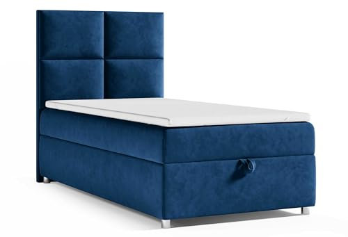 Best For Home Trinity K2 Boxspringbett Single mit Bonellfederkern, Matratze, Topper und Bettkasten 100x200 | Einzelbett | Polsterbett - Lieferung an die Bordsteinkante