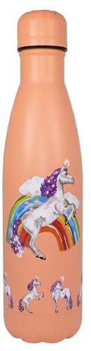 NatureVac - Unicorn from Deluxebase. Stainless Steel Animal Water Bottle 500ml, BPA Free Thermal Vacuum Insulated Bottles, Reusable and Leakproof for Gym, Travel, Sports, School.