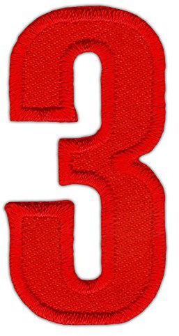 Number Three 3 Number Number Red Iron-On Patch Iron-On Patch Iron-On Patch Appliqué Patch Size 2.5 x 5.0 cm