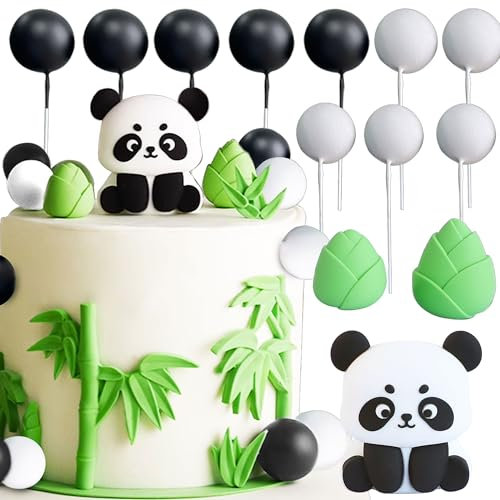 LaVenty Panda Kuchen Deko Pandabär Geburtstag Party Dekoration für Jungen Mädchen Geschenk Pandabär Tortendeko (schwarz und weiß)