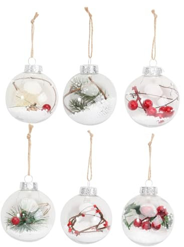 Cabilock 18 Pcs Boules De Noel Boules Vides De Noël Tentures De Sapin De Noël Décorations De Soirée Dansante à Remplir Ornement D'ampoule Décor De Bal Baie Plastique Balle en Peluche